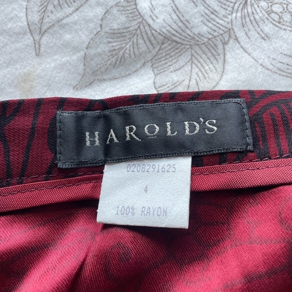 Vintage Harold’s Red Black Floral Midi Skirt Rayon Whimsigoth Witch Vamp Goth - Picture 5 of 8